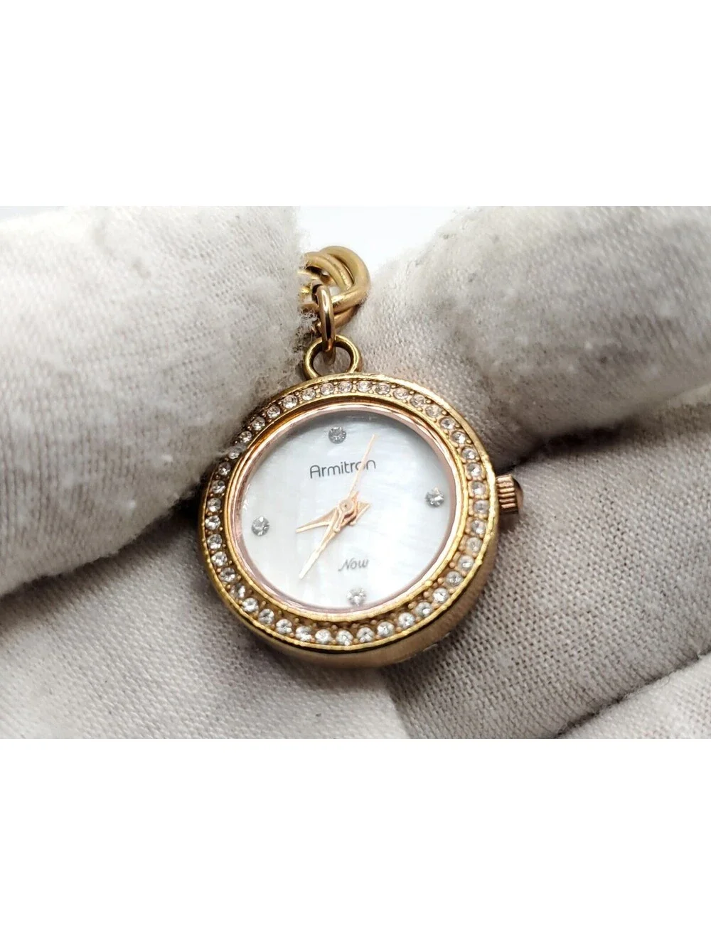 Armitron Now Rose Gold Tone Charm Watch New Battery MOP White Dial 22mm